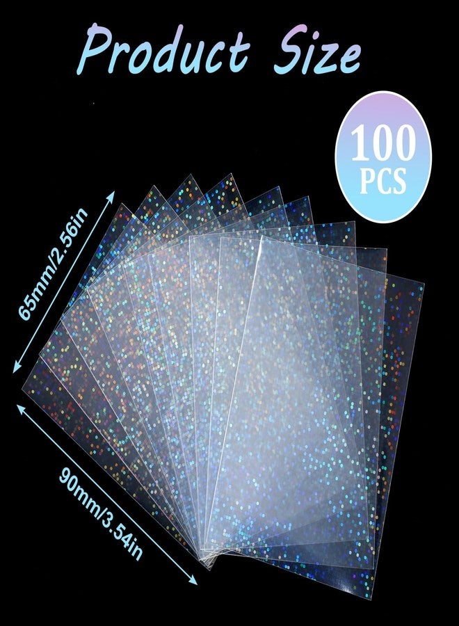 Psyqtsuary 100 Pcs Photocard Sleeves Laser Flashing Card Sleeves Trading Card-Sleeves Holographic Foil Protective Cover Foil Card Protective Sleeve - Starry Style,65x90mm - Image 2